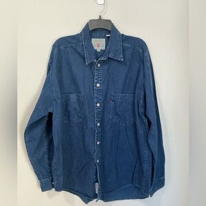 Levis  Men’s Denim Shirt X Large Blue Western Rodeo Wash Cowboy USA Red Tab